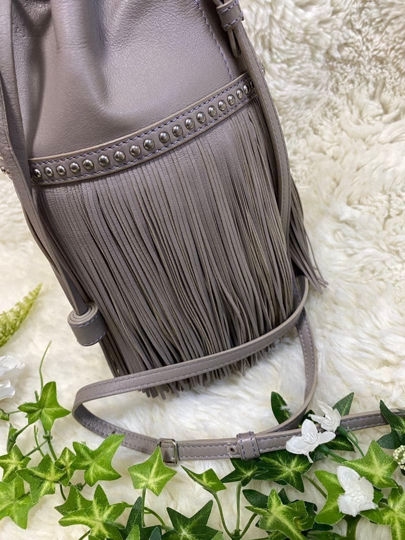 J&M DAVIDSON カーニバル フリンジレザーショルダーバッグ グレージュ