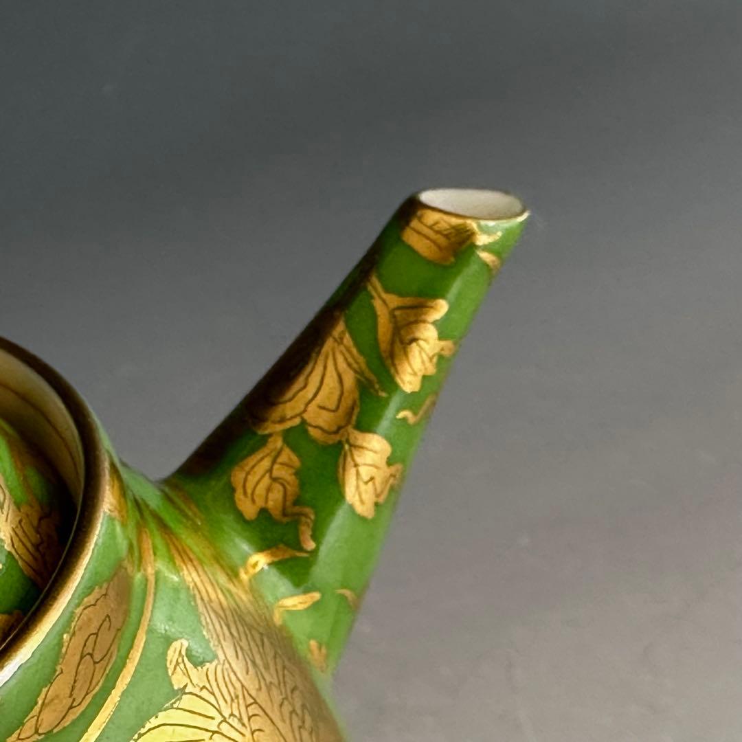 煎茶道具　萌黄金彩　花鳥紋　急須　平安　清昌　共箱　京焼　茶器　金襴手　茶瓶