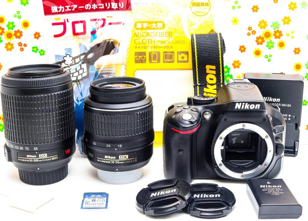 ニコン Nikon D5200☆スマホに送れる！☆ダブルレンズ！☆動画撮影可♪