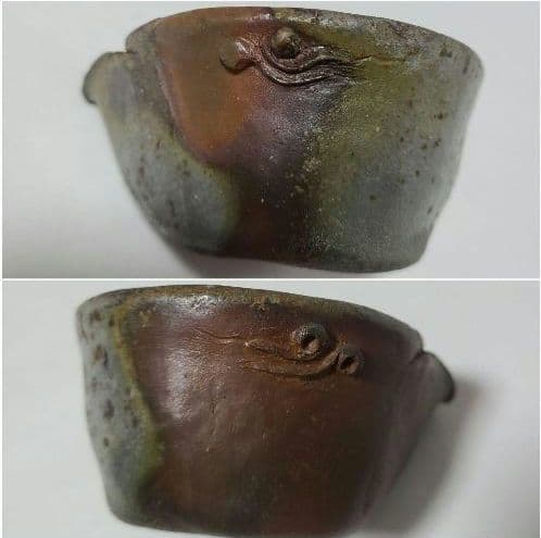 ■ 備前焼 宝瓶 在銘　 茶道具 煎茶器 陶印有 青