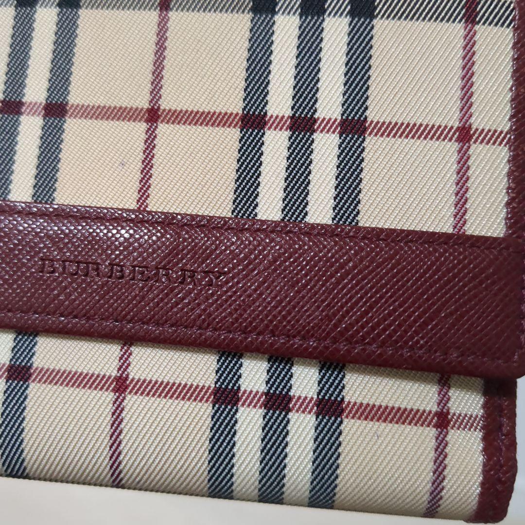 Burberry　バーバリー　折り財布　ノバチェック　ボルドー　ワインレッド　赤