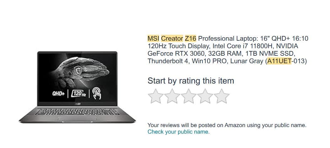 MSI ​Creator Z16 A11UET 英語配列