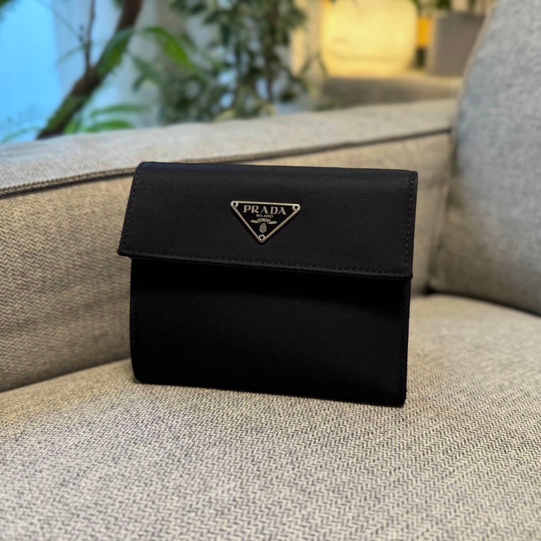 PRADA プラダ テスート ナイロン コンパクトウォレット ブラック
