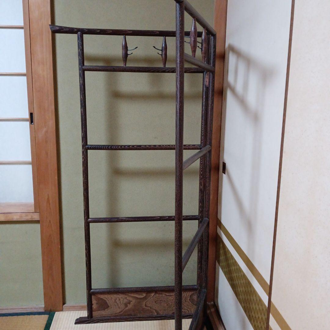【昭和レトロ】衣桁　着物かけ　木製　フック付き　服かけ