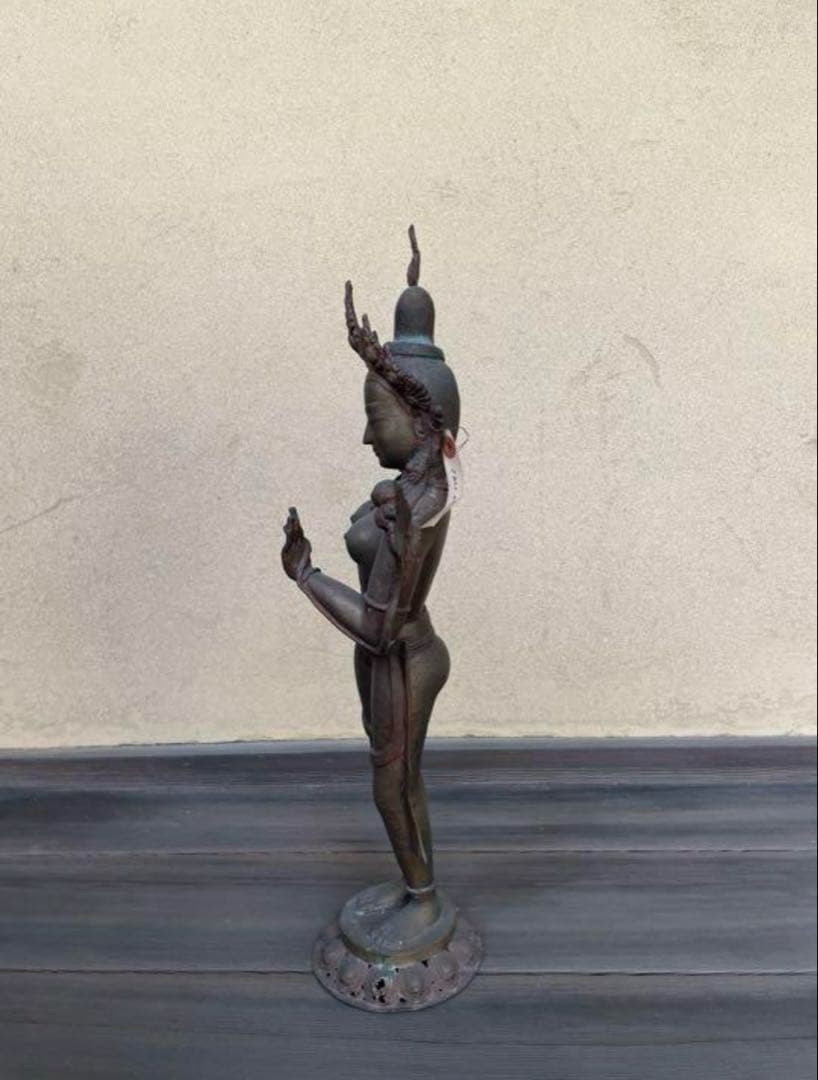 チベット女神像　銅製の仏像　42cm アンティーク　骨董