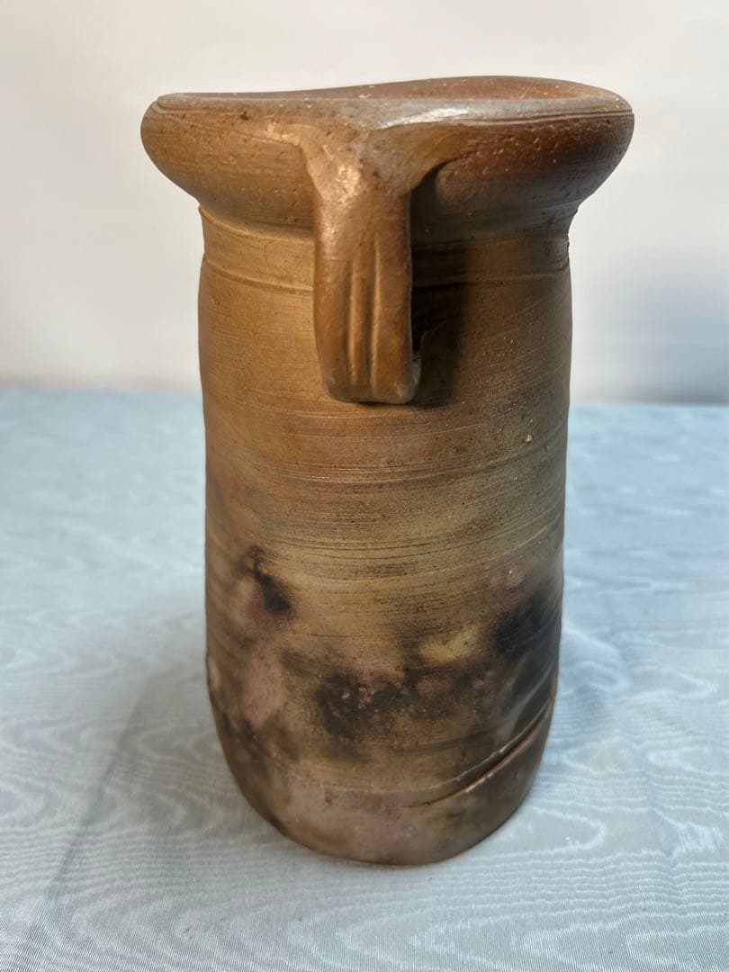 備前焼　耳付き花瓶　花入　陶印有り