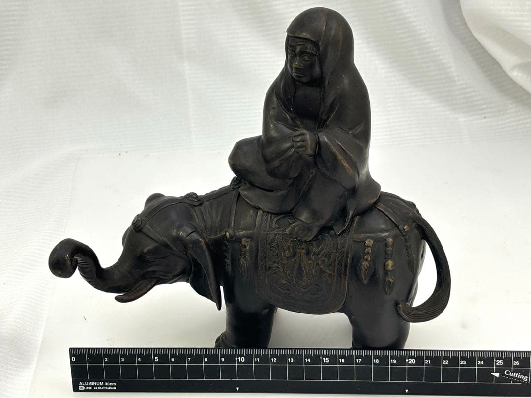 中国美術 古銅 象上達磨大師 香炉