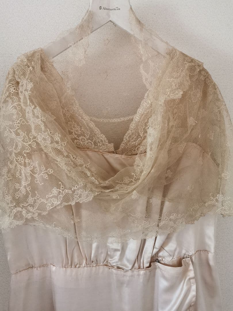 アンティーク キャリックマクロスシルクドレス ＆シャンテリーレース鈴蘭ショール