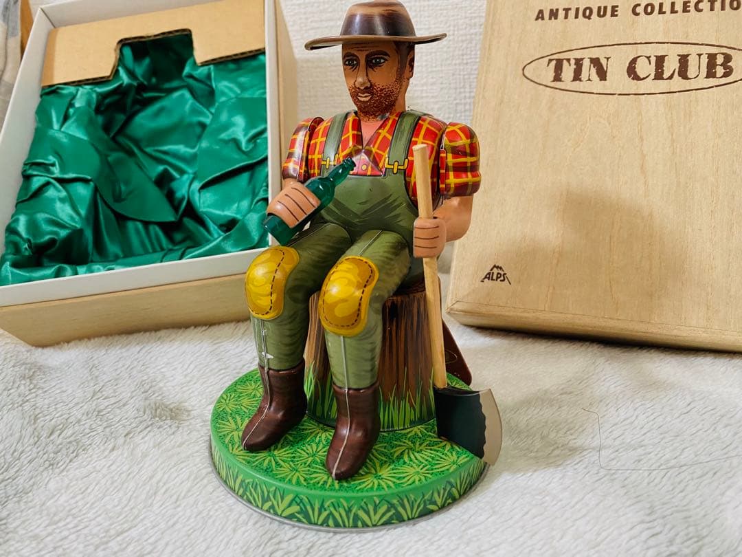 【外箱付き】酒のみ木こり アルプス商事 TIN CLUB 昭和 電動ブリキ人形