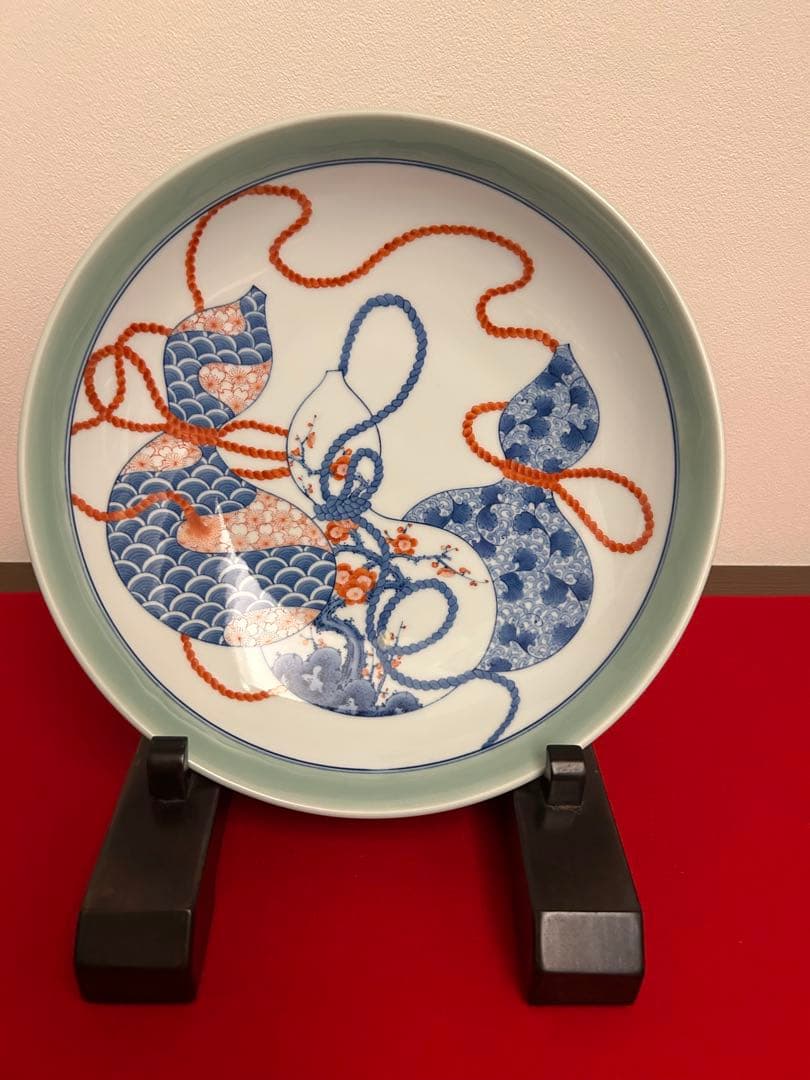 伊万里焼　色絵三瓢箪文様皿 高台大皿