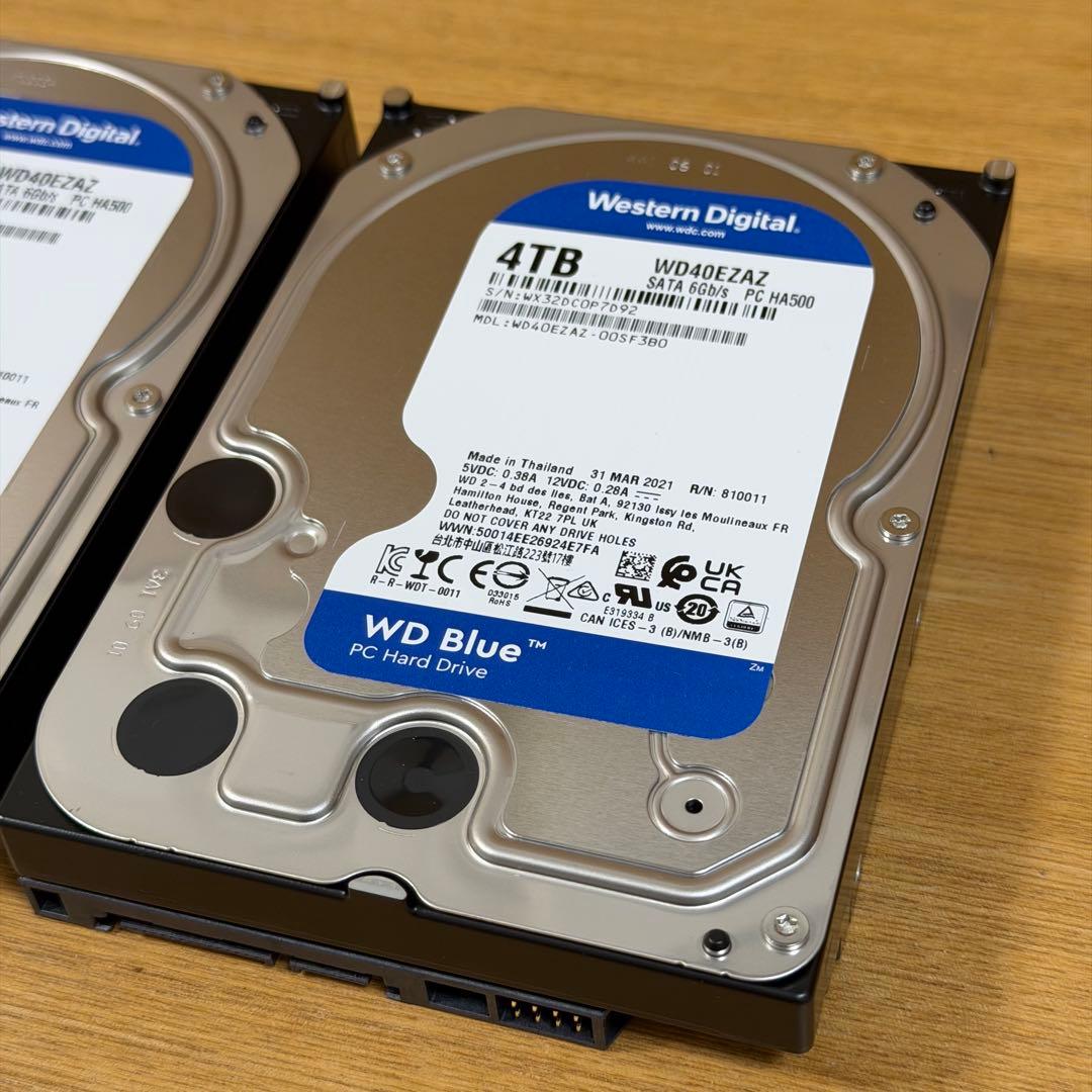 【内蔵HDD】WD Blue 4TB WD40EZAZ-EC 2台セット