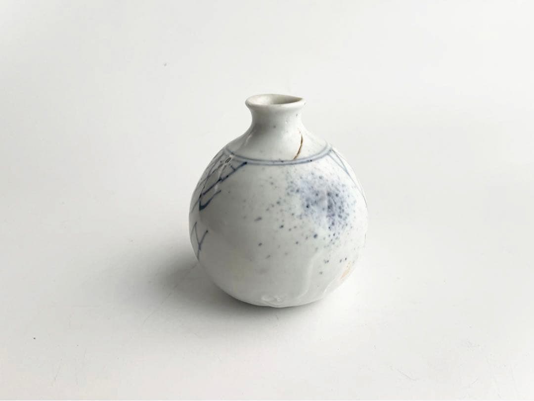 陶芸家　作家物　加藤静允　染付　網目文　徳利　酒器　一輪挿し　初期伊万里写　共箱