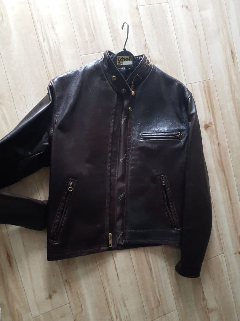 希少 schott レザー ライダースジャケット 赤茶 641EVS 36