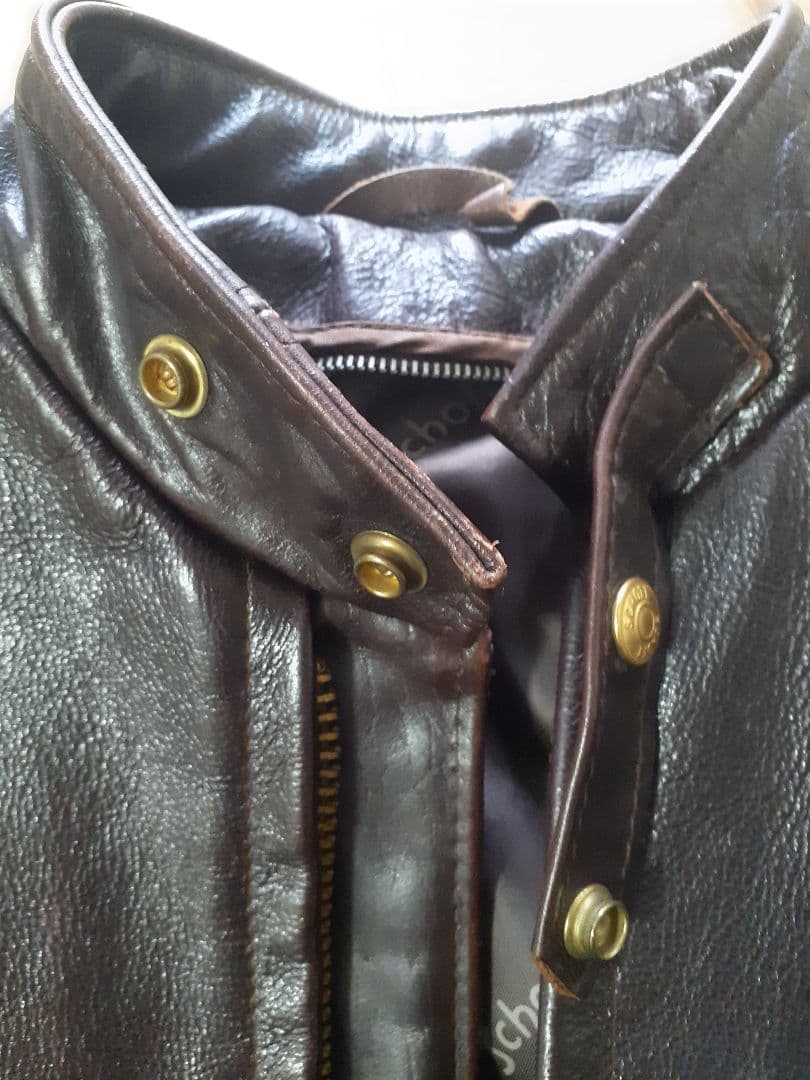 希少 schott レザー ライダースジャケット 赤茶 641EVS 36