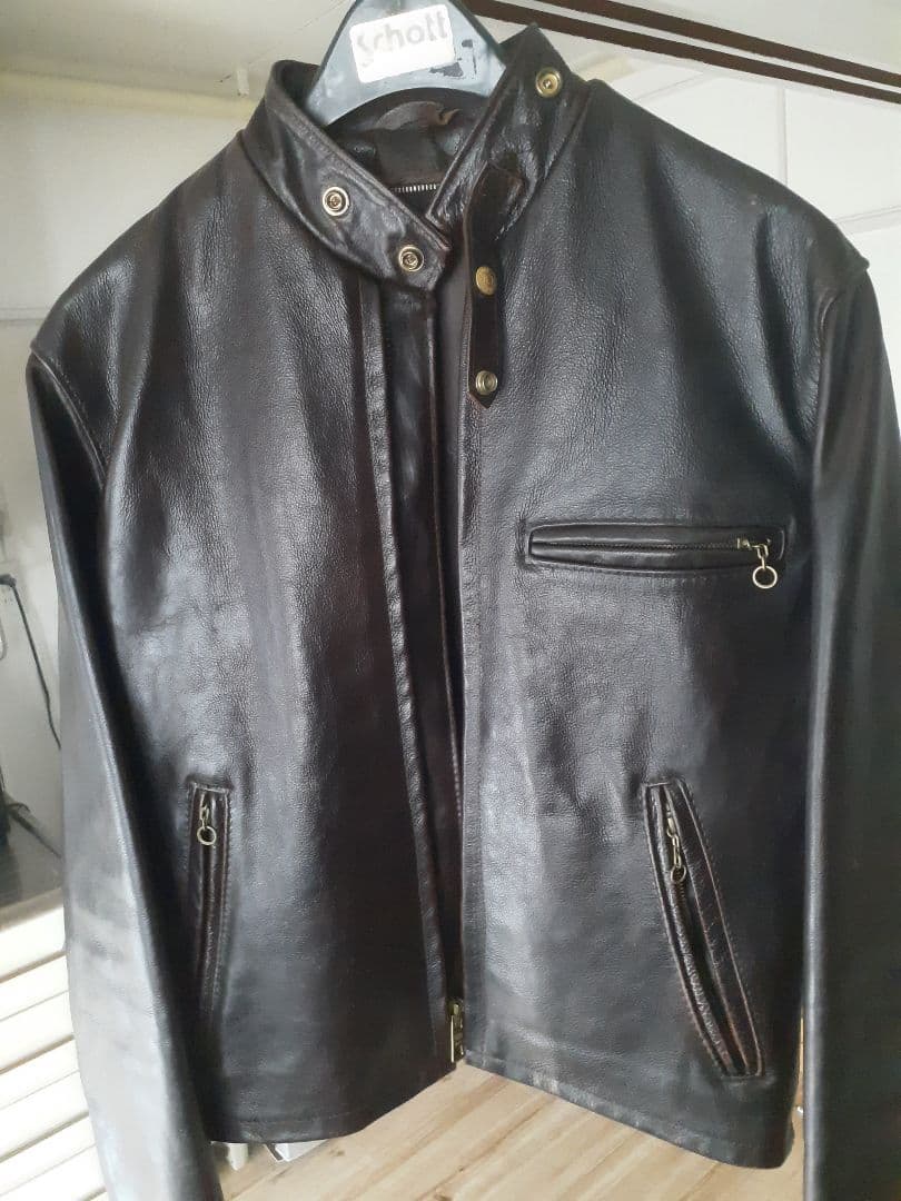 希少 schott レザー ライダースジャケット 赤茶 641EVS 36