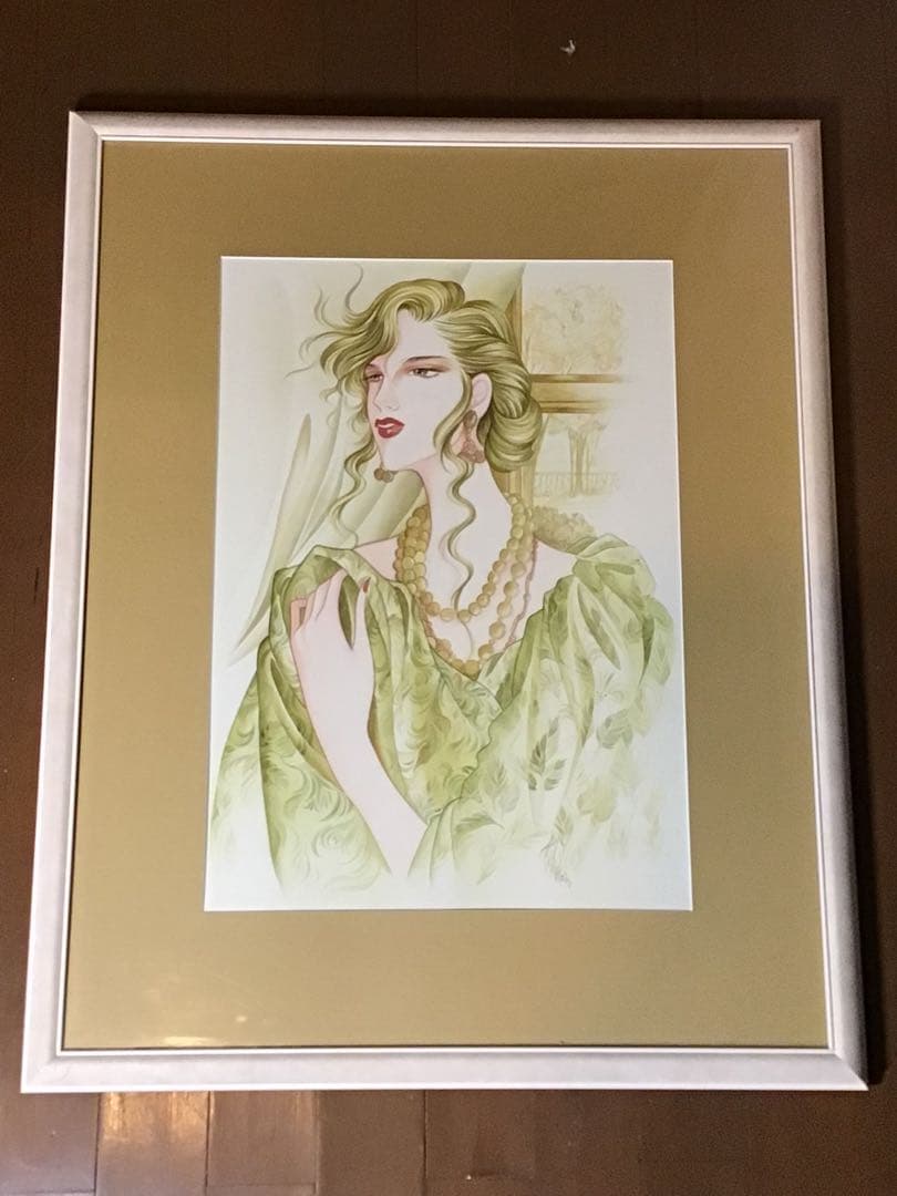 ◉真作保証 久下じゅんこ 水彩10号 原画『精霊宮の宝珠』1点物 サイン額装つき