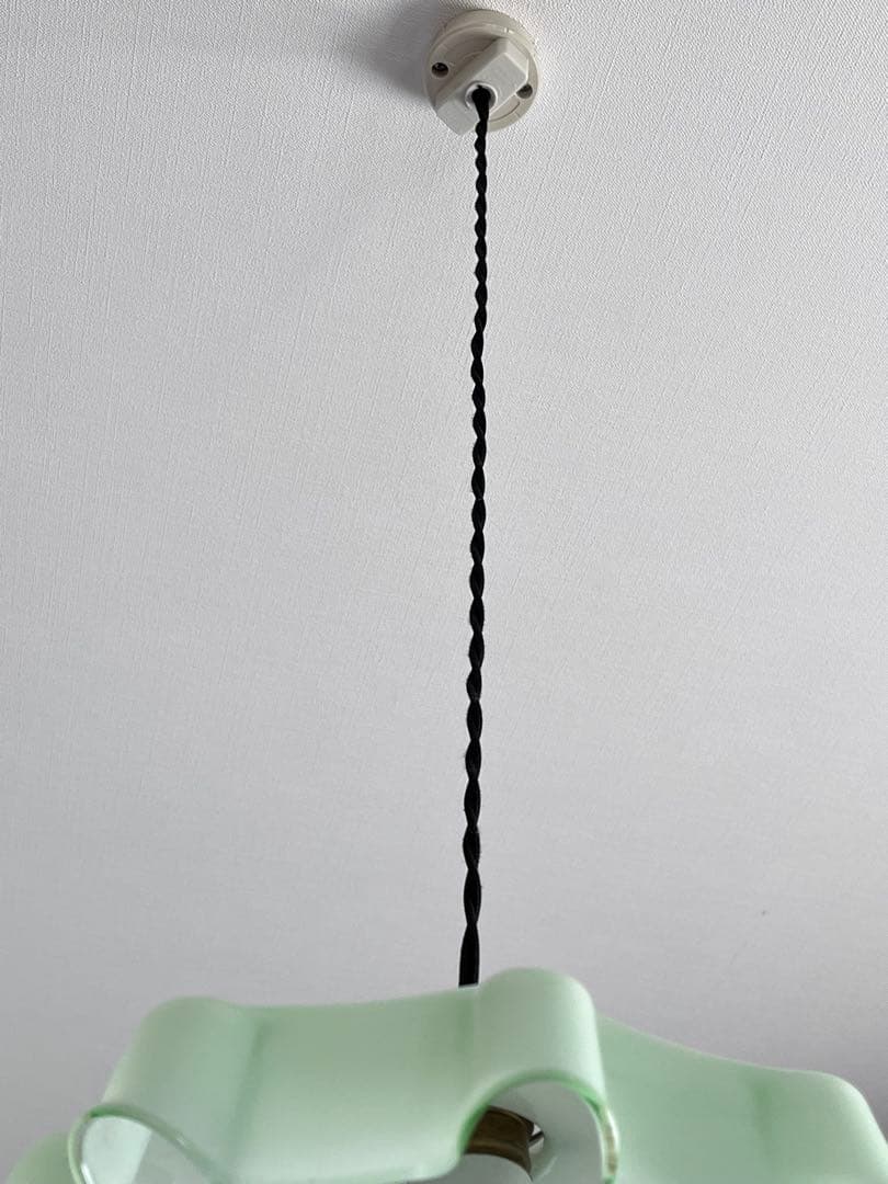 【美品】フランスアンティーク ミルクグリーンガラス シェードランプ[3213]