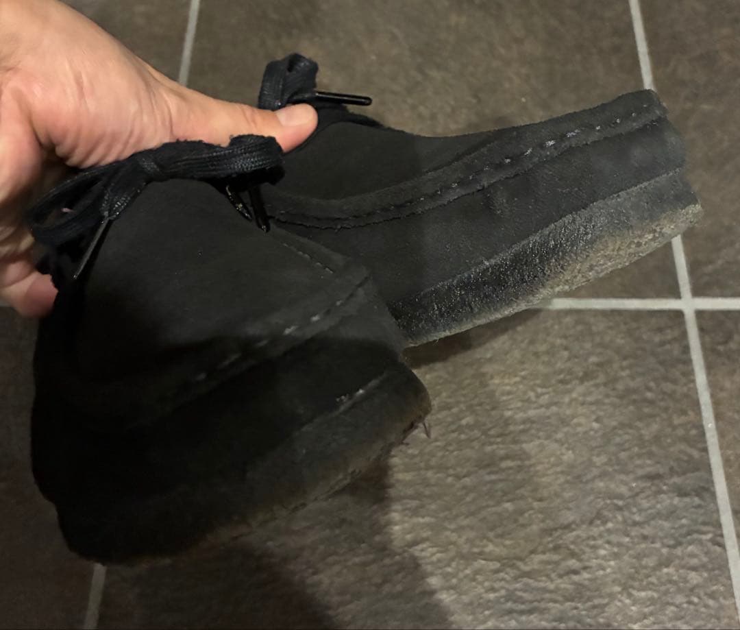 クラークス　黒 スエード レースアップシューズ