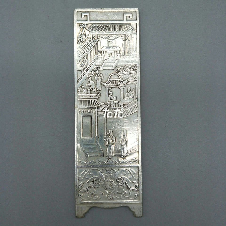 銅制 彫刻雅趣文豪屛風 茶道具 書道具 文房具 装飾品 工芸品 置物