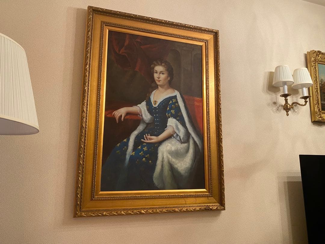 特大 油彩 フランスアンティーク 婦人画 大型