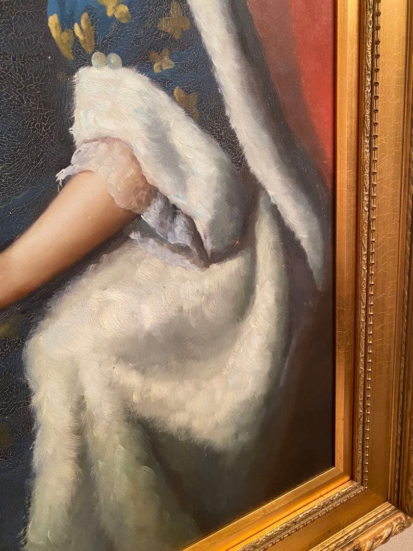 特大 油彩 フランスアンティーク 婦人画 大型