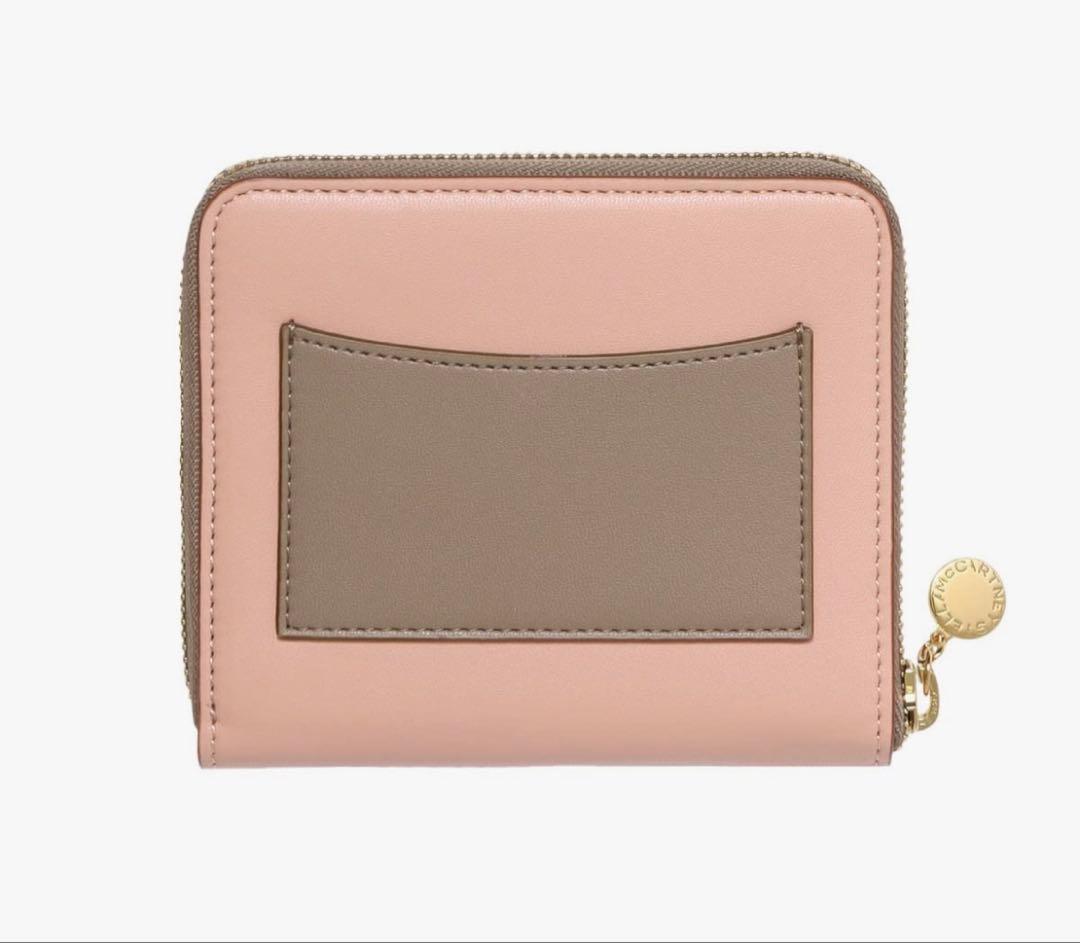 【美品】ステラマッカートニー★ラウンドファスナー二つ折り財布 ピンクベージュ
