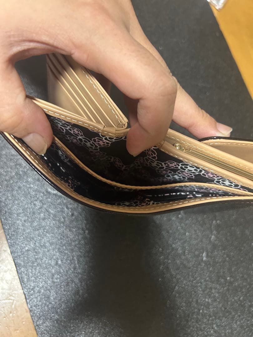 CLATHAS ダークブラウン 三つ折りがま口財布