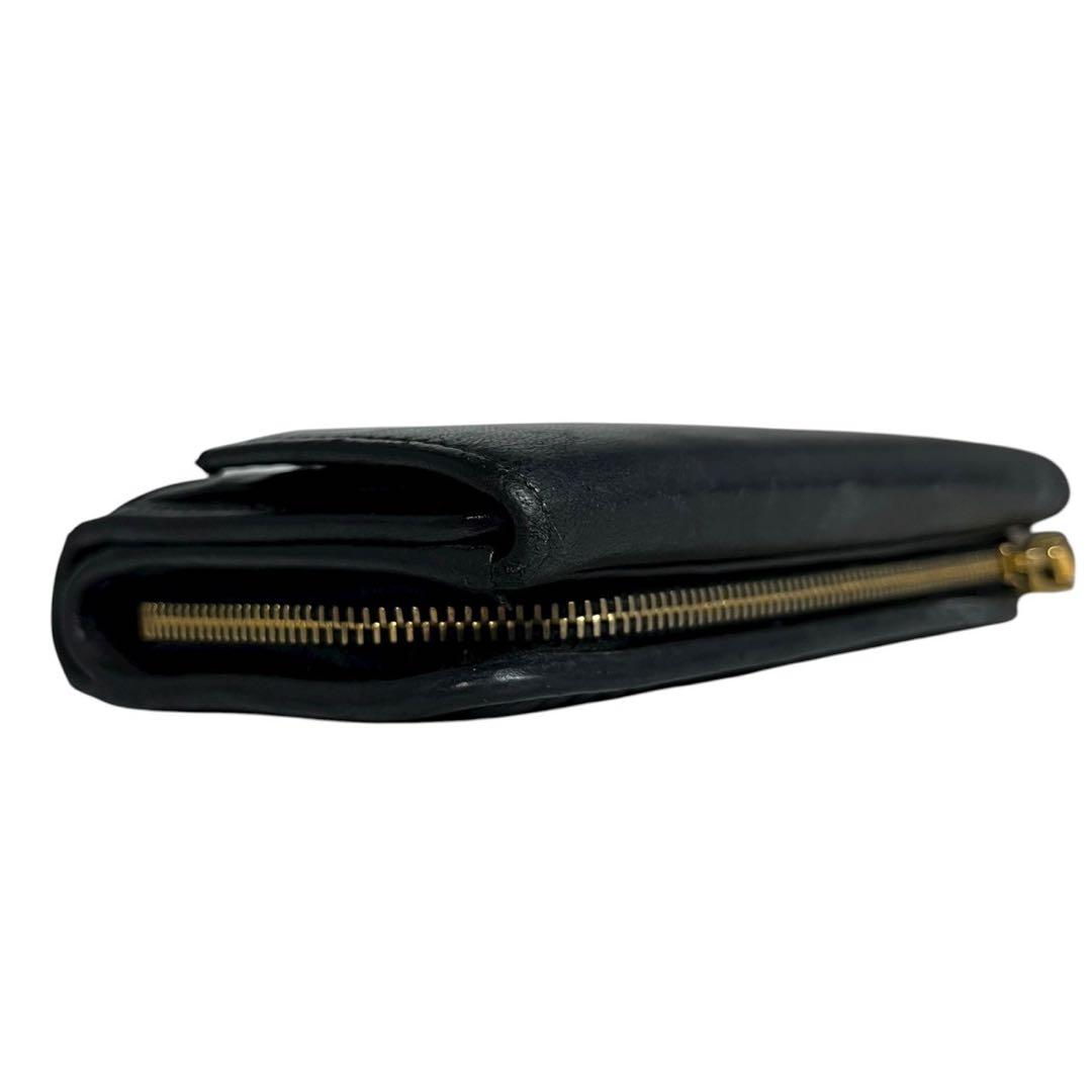 人気✨　ミュウミュウ　三つ折り財布　マテラッセ　L字ファスナー　ブラック　レザー