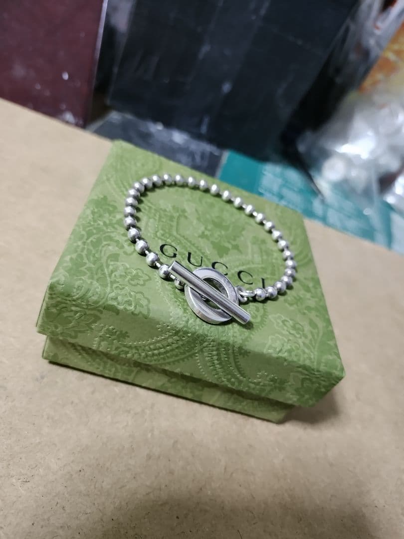 GUCCIグッチ シルバー925ボールチェーンブレスレット 高級感ありイタリア製