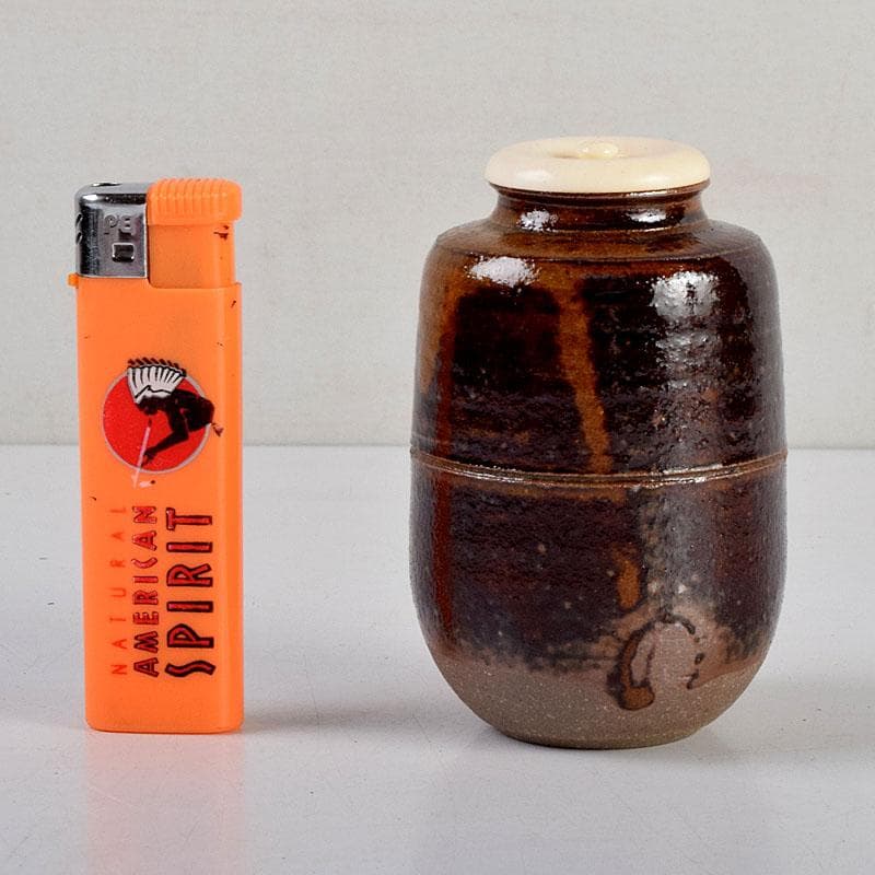 茶道具　瑞光窯造　佐々木八十二作　筒井写　瀬戸茶入　仕覆付　共箱　V　8900