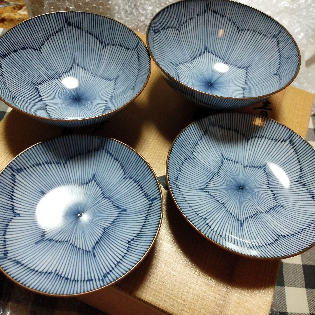 京泉　千筋桔梗　夫婦飯茶碗