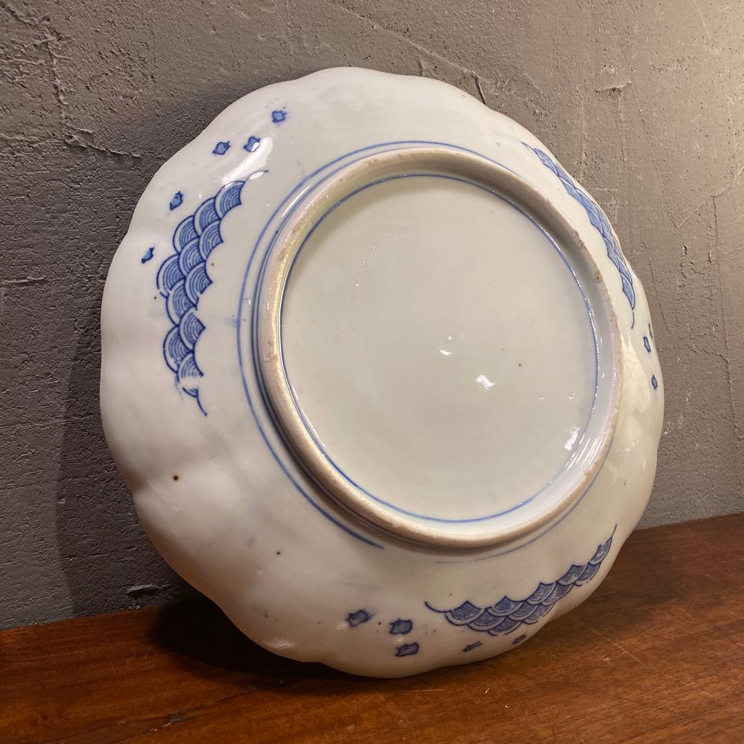 明治 骨董印判皿 22cm 九州地図柄 鉄道路線図 コレクション 稀少