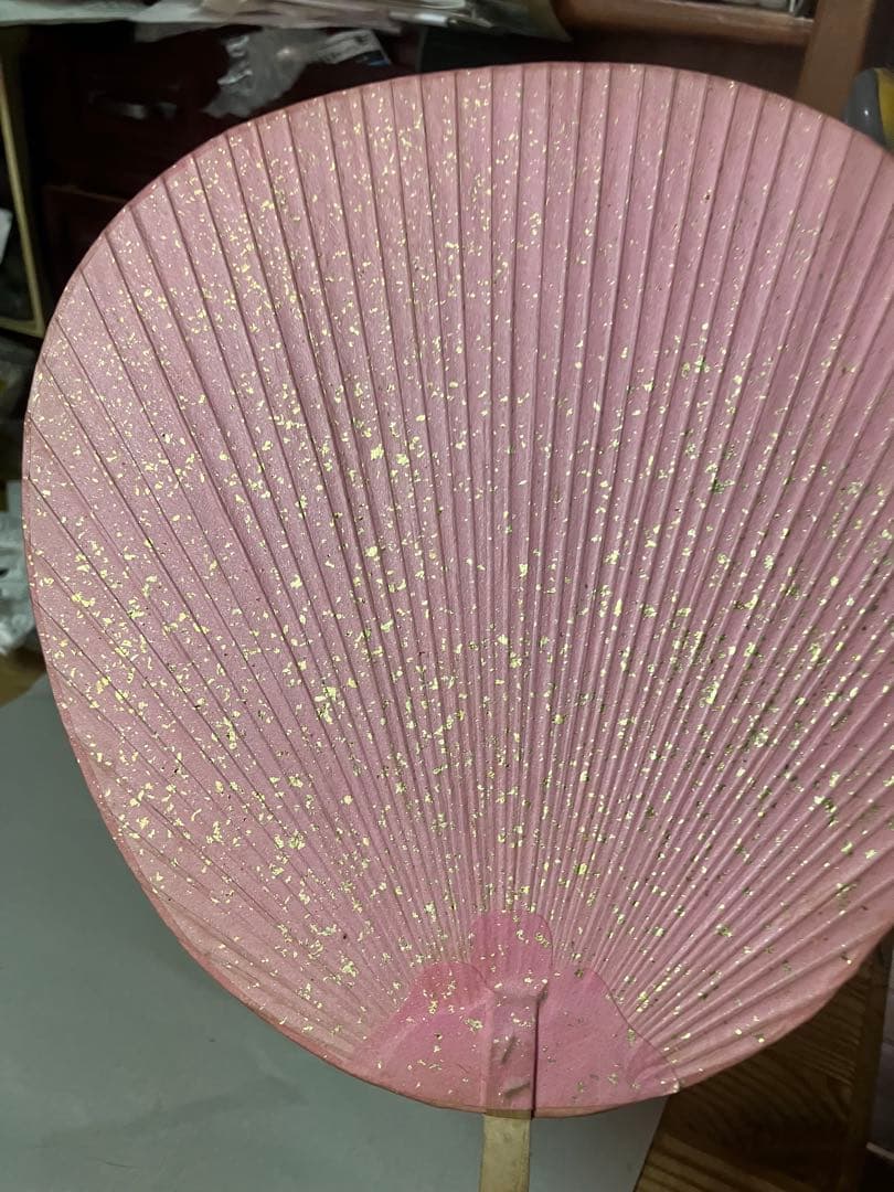 骨董　直筆　絵付け団扇　天崖