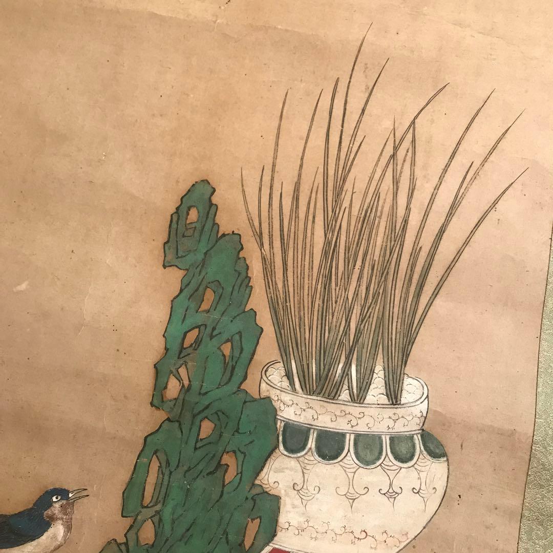 掛軸　時代物　清供図