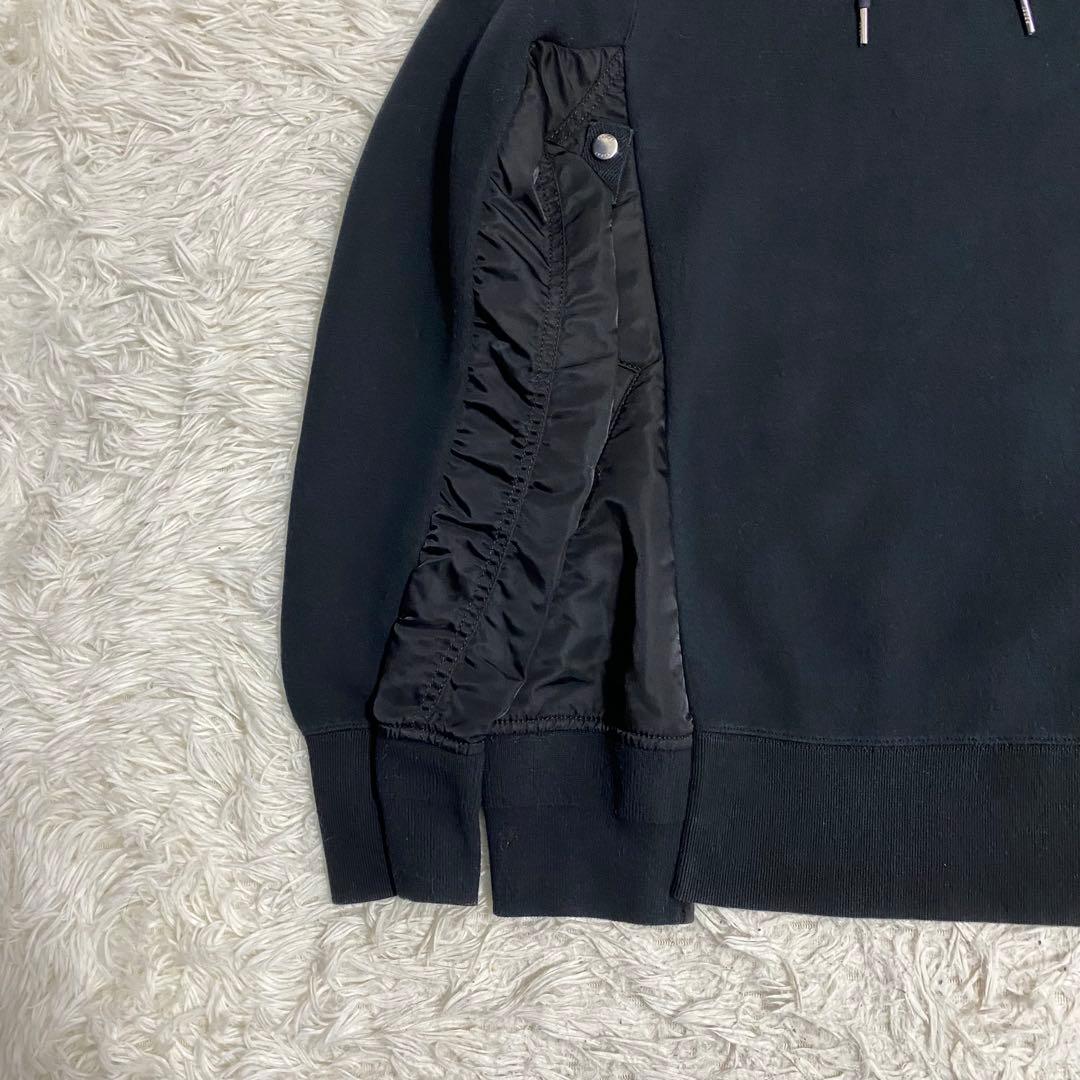 sacai サカイ ドッキング パーカー ナイロンツイル 切替 黒 1サイズ