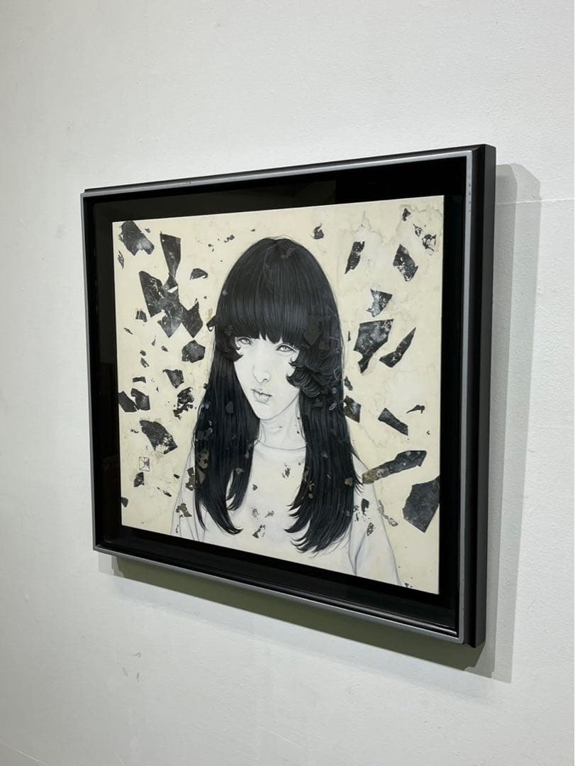 川島優「EROSION」2024年 岩絵具 真作 額装付き 美少女 現代アート