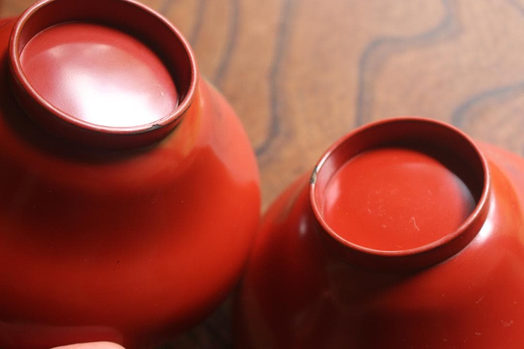 絵柄選択可！時代朱漆に優美な絵替風物蒔絵の映えるお椀7点（検輪島塗蒔絵椀