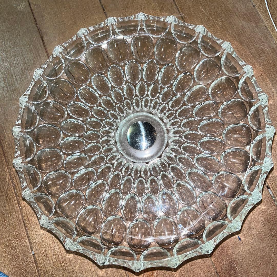 花弁模様の透明ガラス皿　コンポート