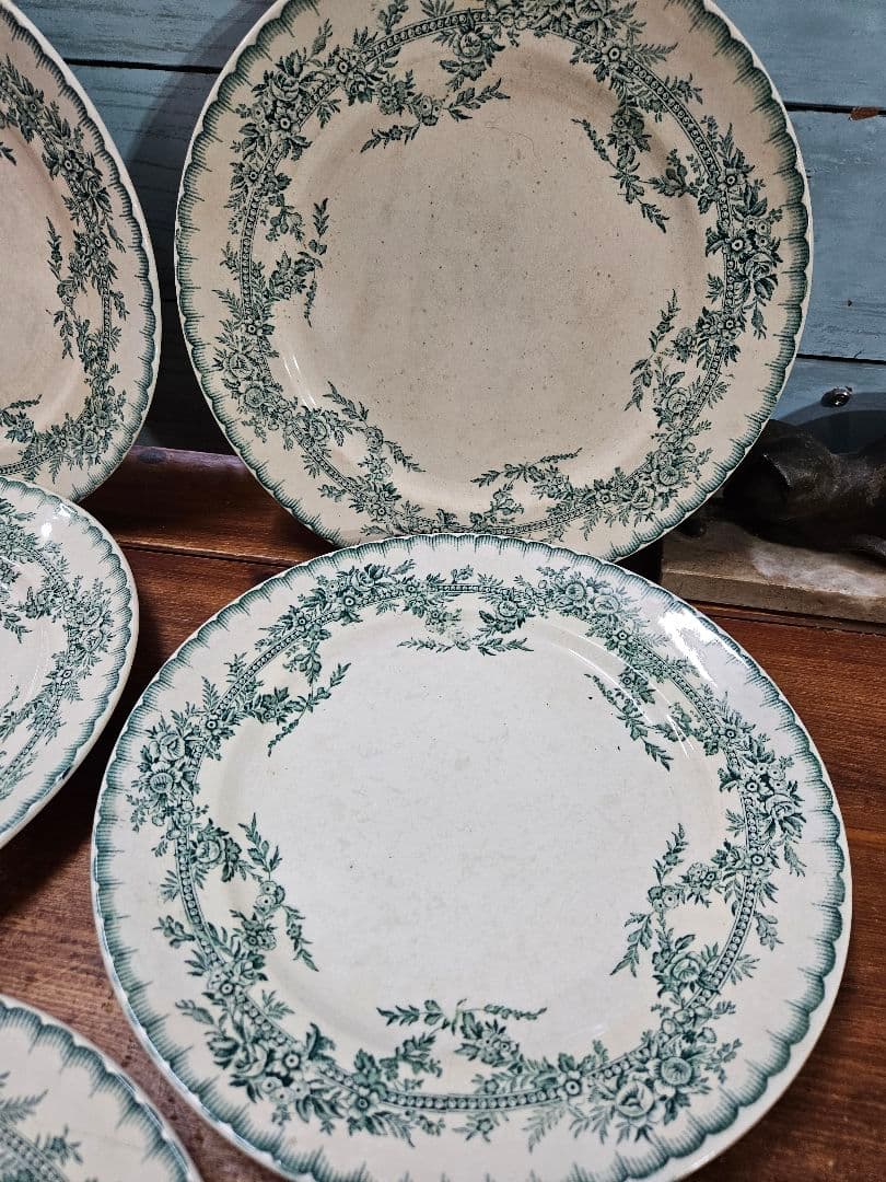 フランスアンティーク オナン窯 プレート 5枚セット COPPELIA 花柄