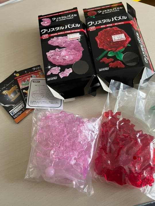 クリスタルパズル　パールシェルピンク　バラレッド　2つセット