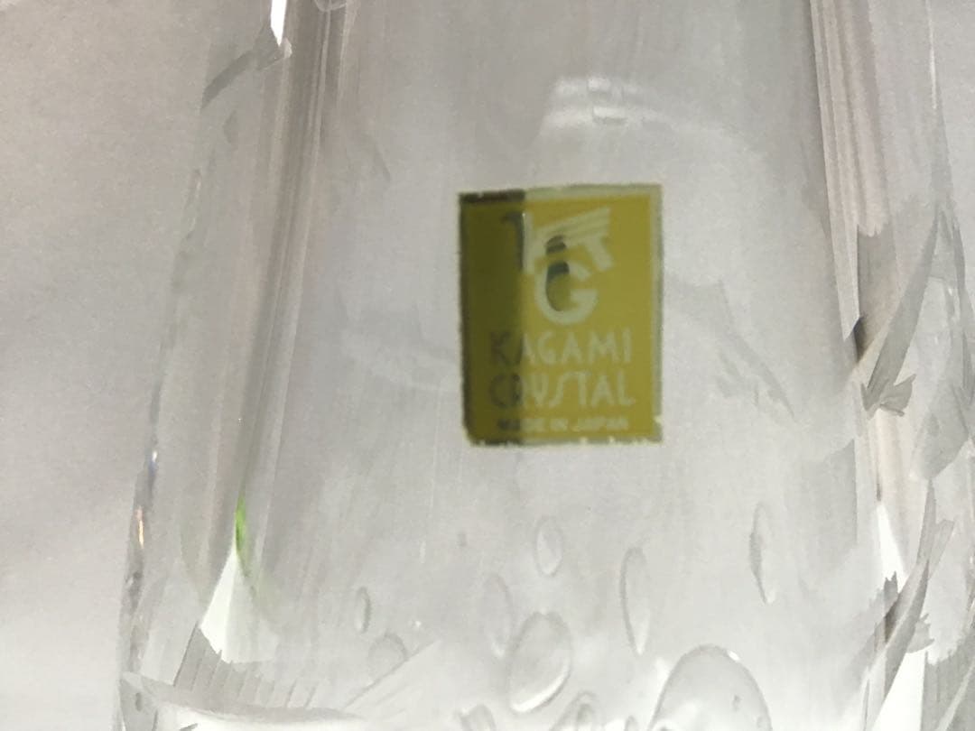 カガミクリスタル　各務満　花瓶　鮎