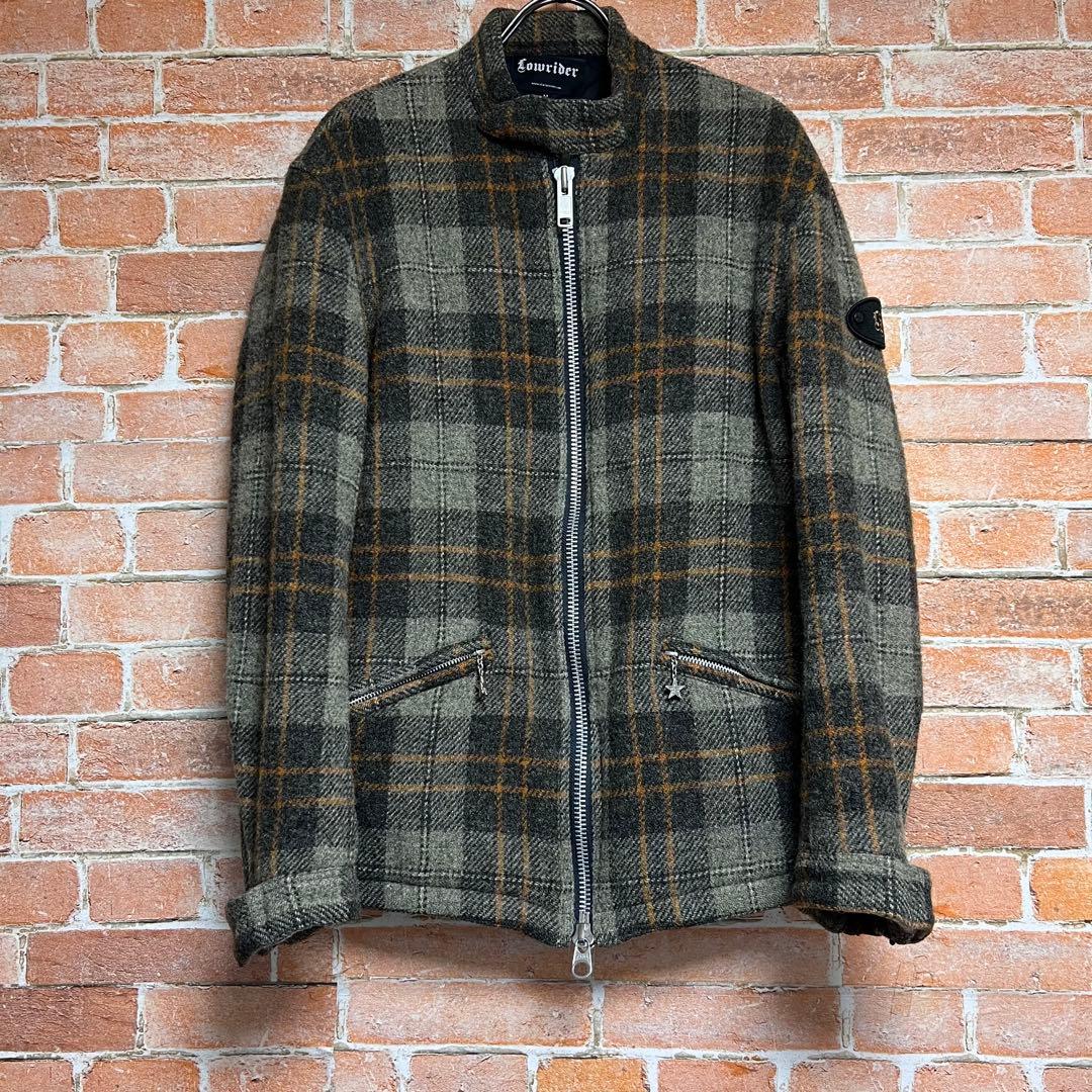 ローライダーxハリスツイード　シングルライダースツイードチェックジャケット