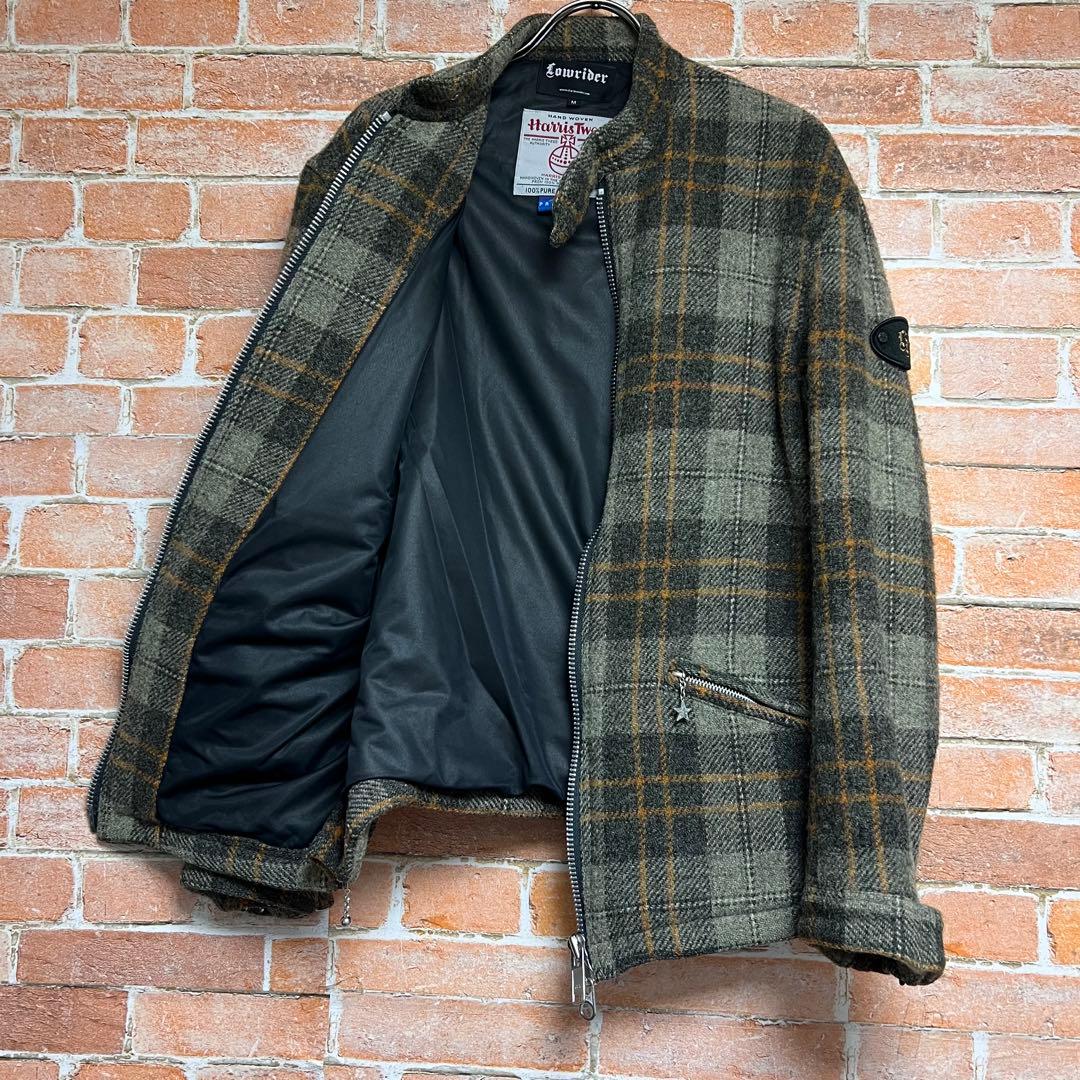 ローライダーxハリスツイード　シングルライダースツイードチェックジャケット
