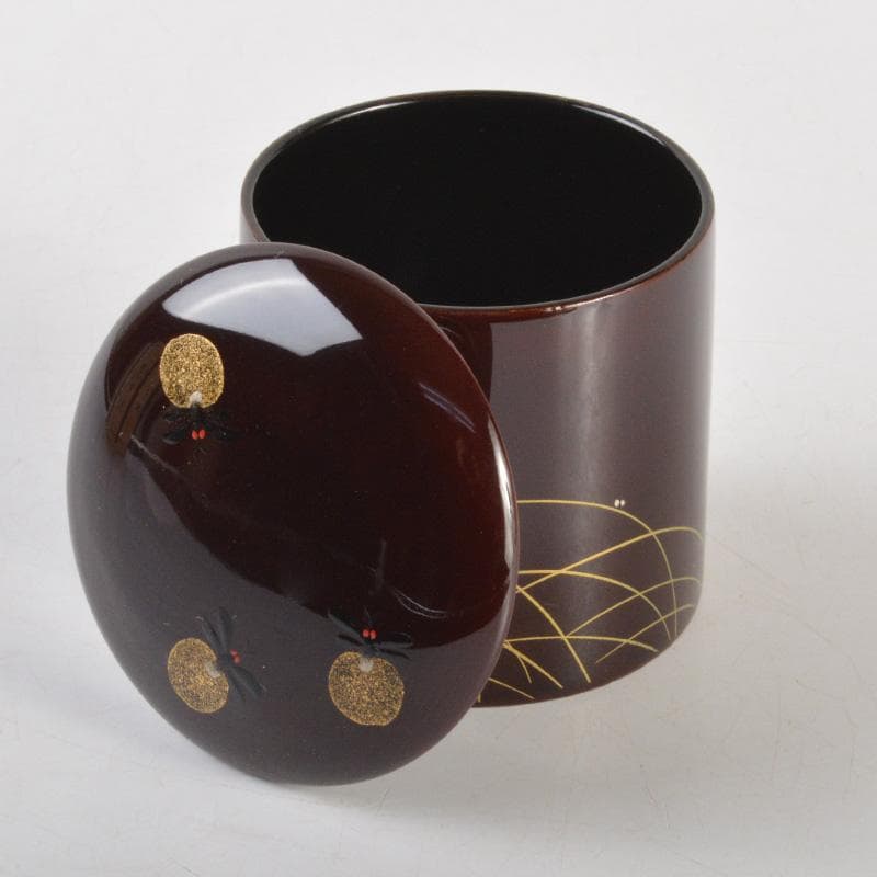 茶道具　塗師　牧田芳祥作　蛍蒔絵　金輪寺　茶器　共箱　V　6484