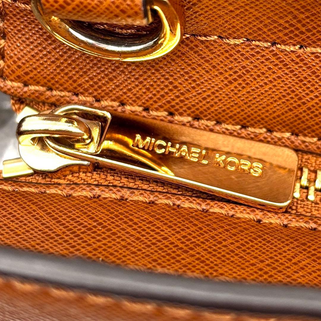 未使用に近い マイケルコース 2way ショルダーバッグ レザー ロゴ ブラウン