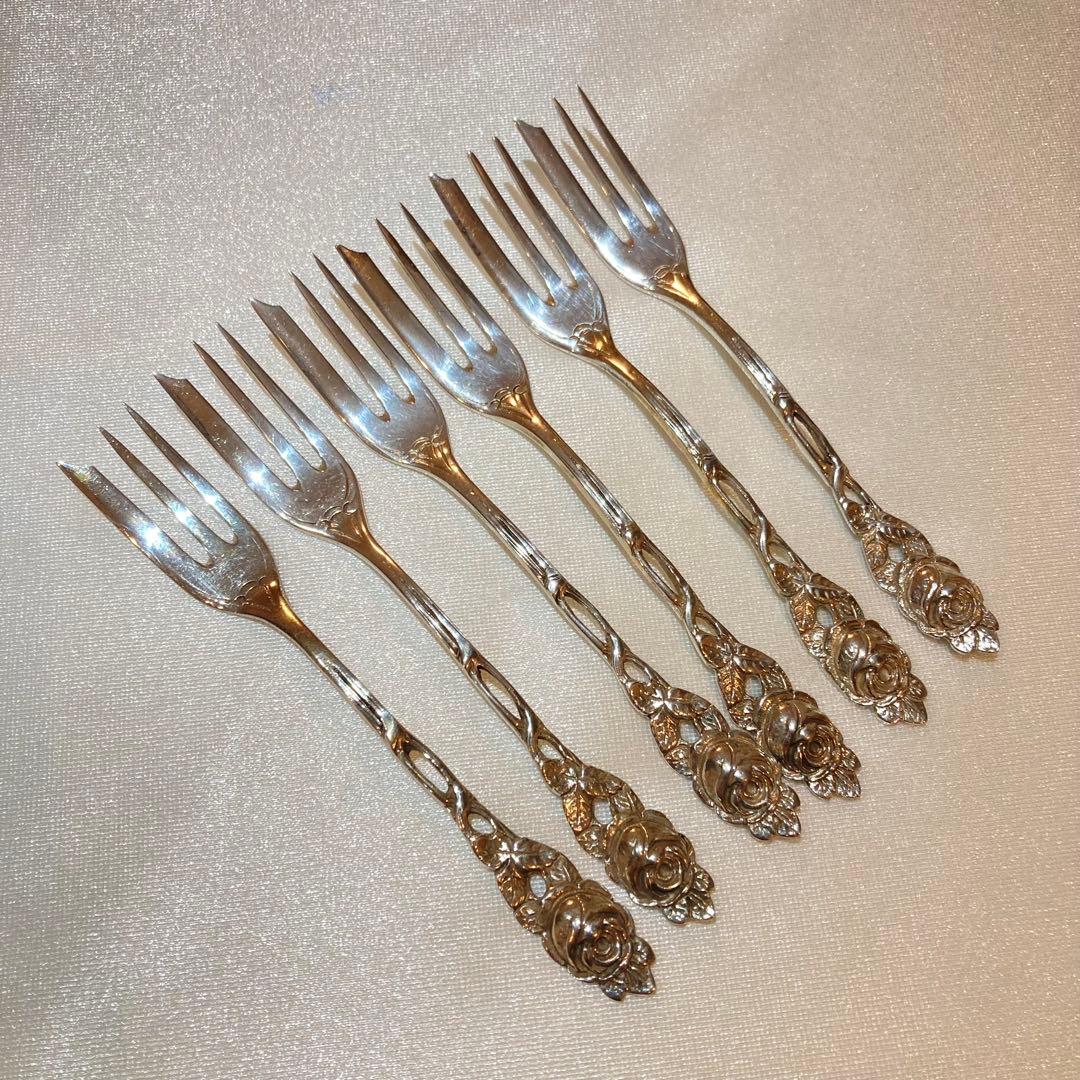 54【Adam Manns】 ヒルデスハイムローズ純銀フォーク 6本