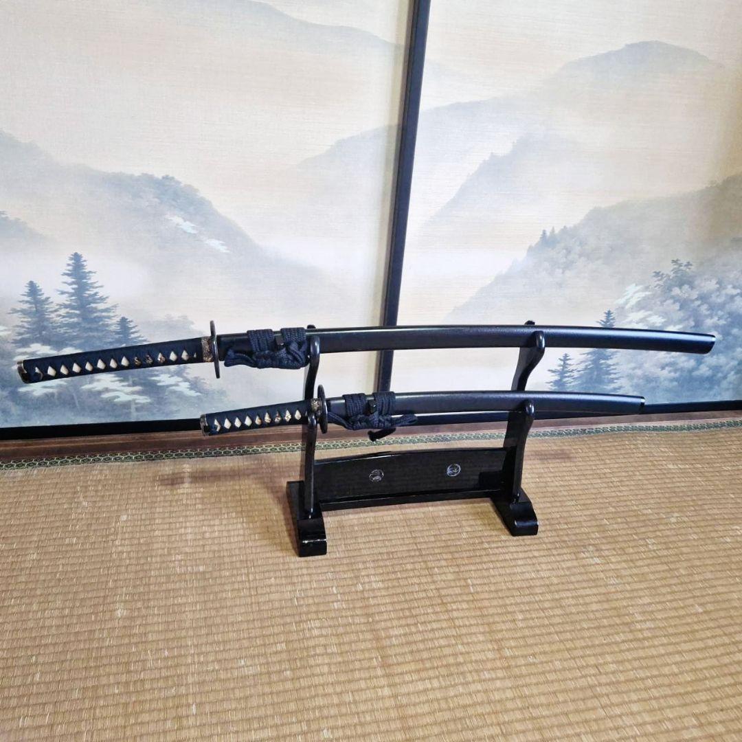 希少　高級　模造刀　藤原兼房　大小二振り　刀掛け付き