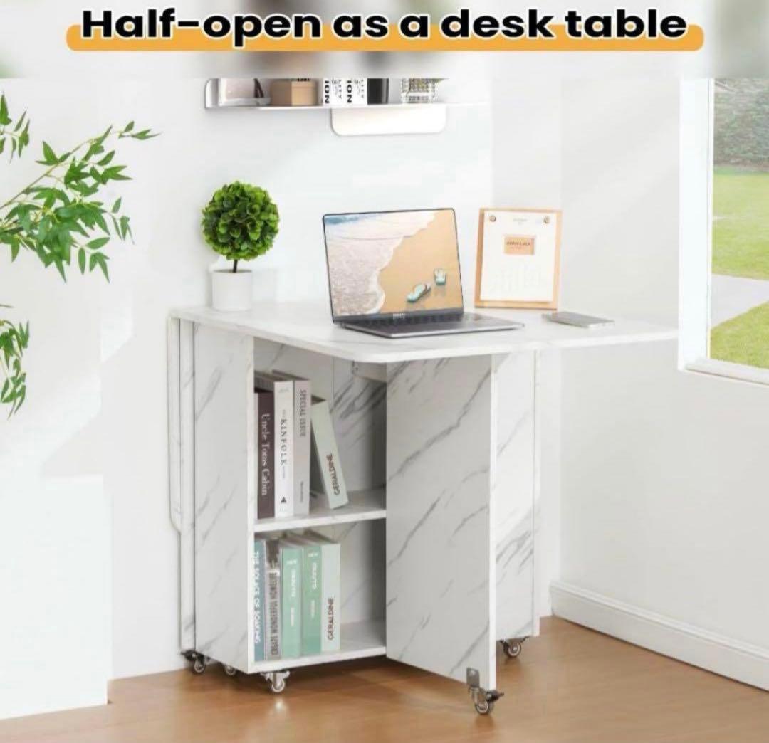 折りたたみダイニングテーブル 万能ドロップリーフダイニングテーブル ロック可能