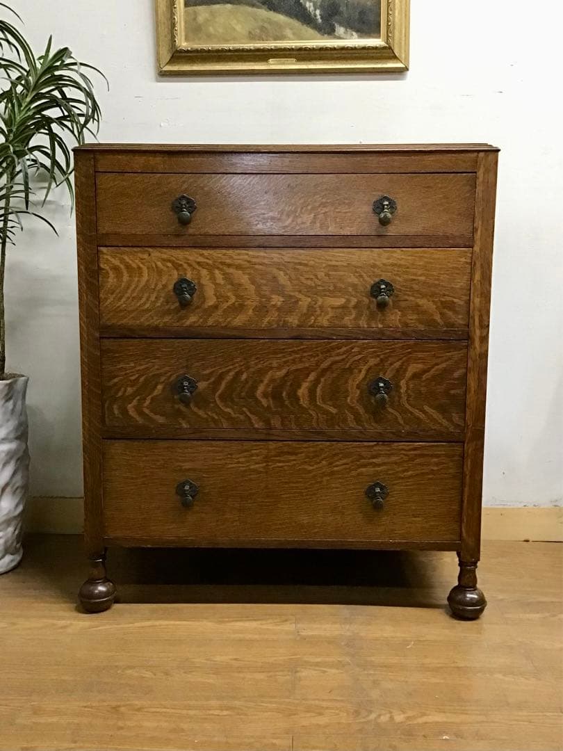 Misako☆管165☆イギリス製☆アンティーク☆オーク材☆4段チェスト