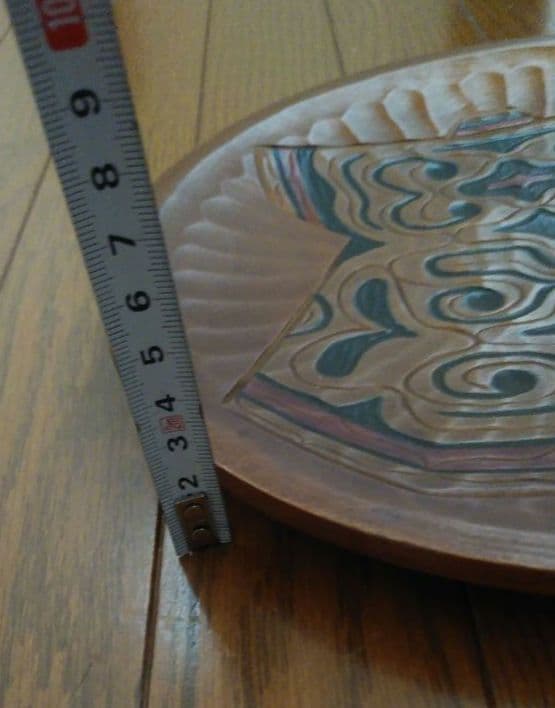 アイヌ アイヌ文様 イタ 着物柄 丸盆 木彫り 民芸